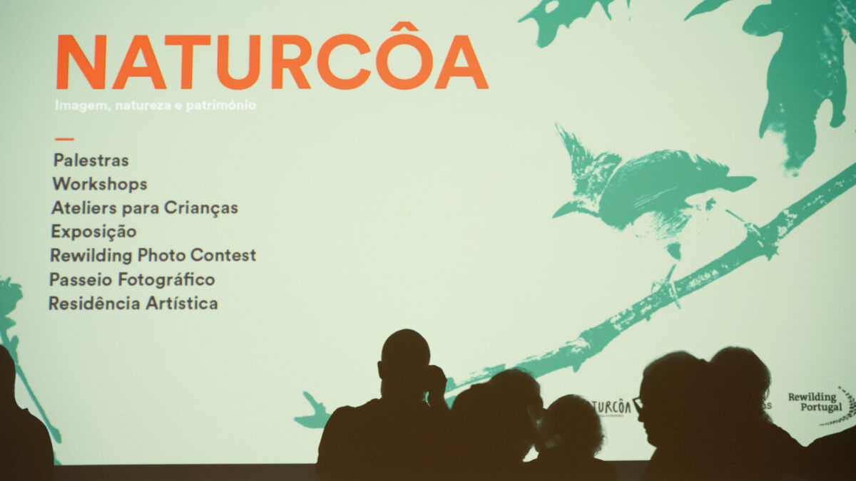 Screen showing the Naturcôa programme — talks, workshops and ateliers, Sabugal