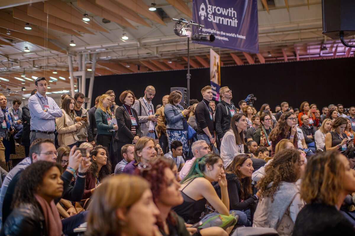 Audience at a Web Summit conference in Lisbon, corporate event photography