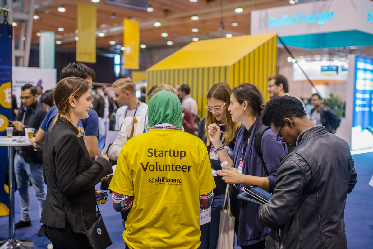 Web Summit volunteer team in Lisbon, technology event photography